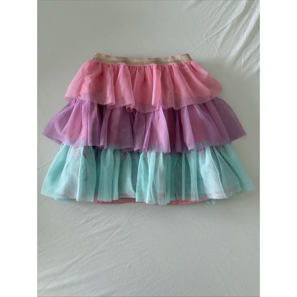 Gymboree Ruffle Tulle Tutu Skirt Girls Sz 12 Birthday Tiered Pink Purple Teal